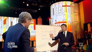 Quinta Colonna, Matteo Renzi e il patto della lavagna: VIDEO