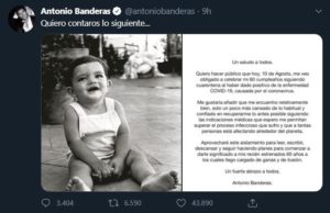 Antonio Banderas festeggia i 60 anni in quarantena forzata